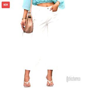 High Waisted Wide Leg Flare Jeans Cropped Stretchy Denim Pants